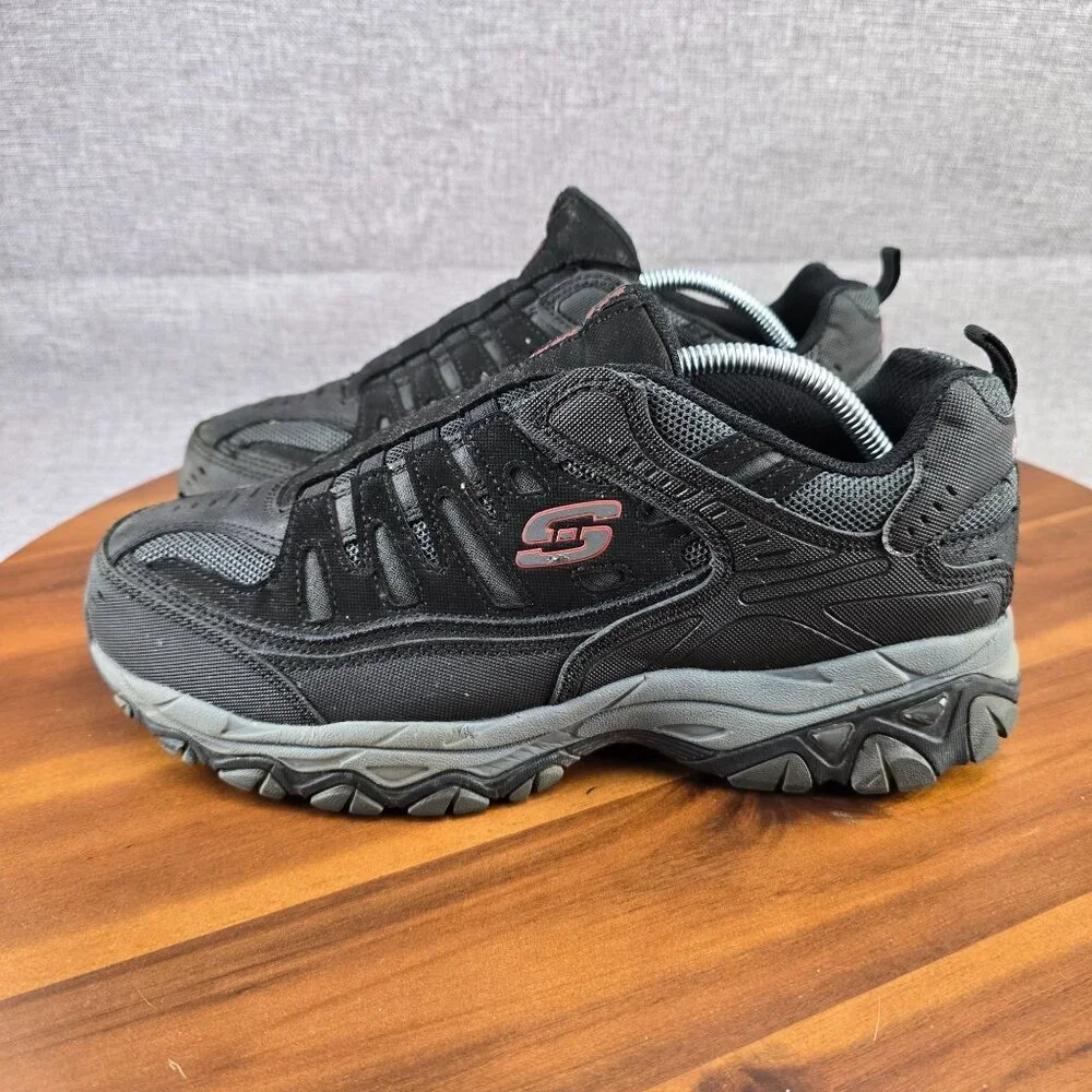 Skechers Mens Size 10 Athletic Sneakers Shoes Black Mesh & Leather Upper‎